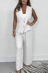 Women's Pinstripe Linen Trouser & Oversize Waistcoat Co-Ord