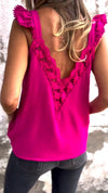 Women's V-neck Flying Sleeve Lace Splicing Casual Vest