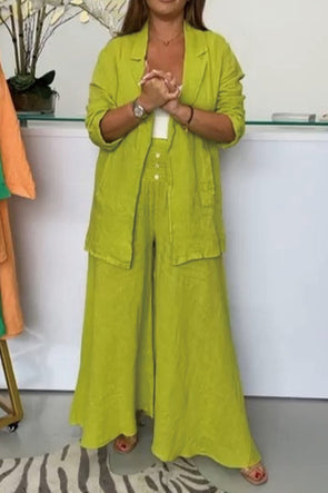 Cotton and linen jacket and pants suit