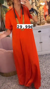 V-neck Long-length Sleeves Solid Color Two-piece Suit