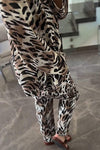 Women's Leopard Print Jacket & Pants Two-piece Set