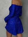 Women's One Shoulder Sexy Sequin Mini Dress