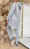 Women's Solid Color Hoodies and Trousers Set