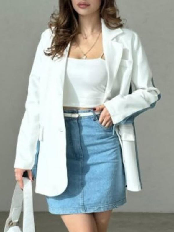 Women's Lapel Stitching Casual Suit Jacket