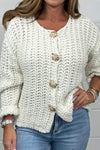 Women's Chunky Knit Gold Button Cardigan