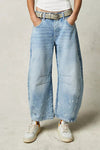 Fashion Casual Women's Loose Wide-leg Pants Mid-low Waist Washed Denim Trousers