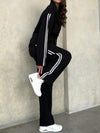 Women's Casual Side Seam Striped Suit