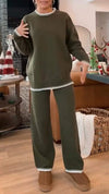 Women's Round Neck Long Sleeve Sweater Casual Suit