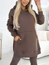 (S-5XL) Plus Size Women's Fashion Solid Color Hoodie and Lined Leggings two-piece set