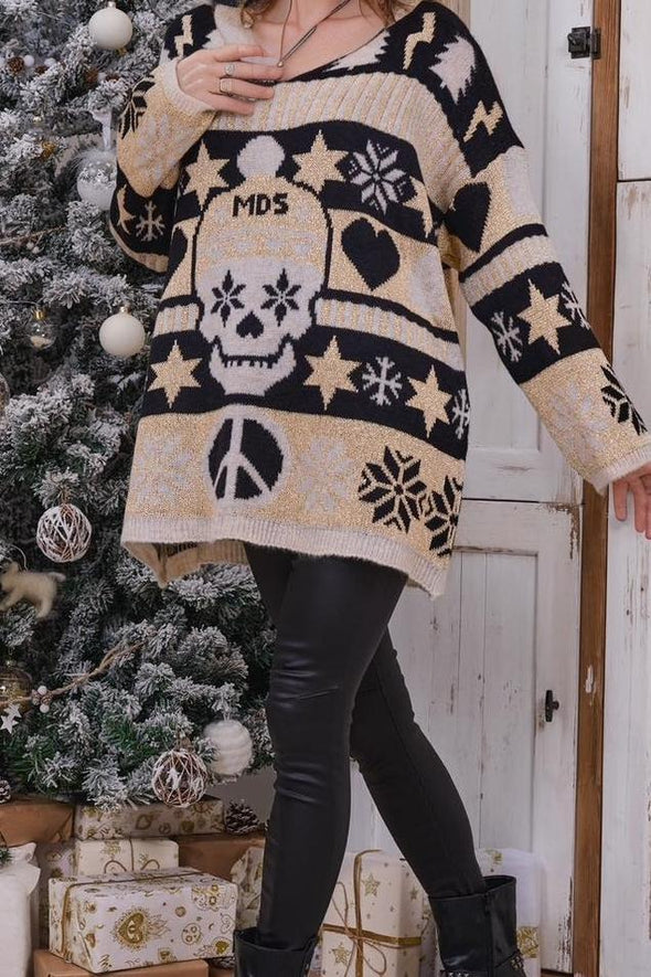 Women's Casual Christmas V-neck Sweater