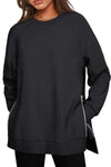 Women's Casual Solid Color Zip Sweatshirt