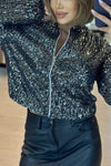 Women's Casual Zipper Sequined Jacket