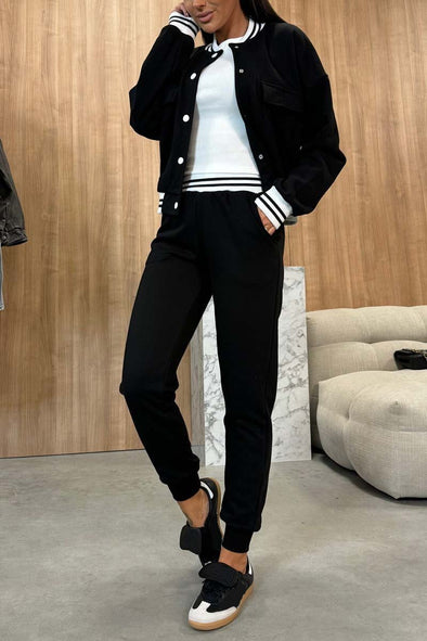 Women's baseball jacket and pants two-piece set