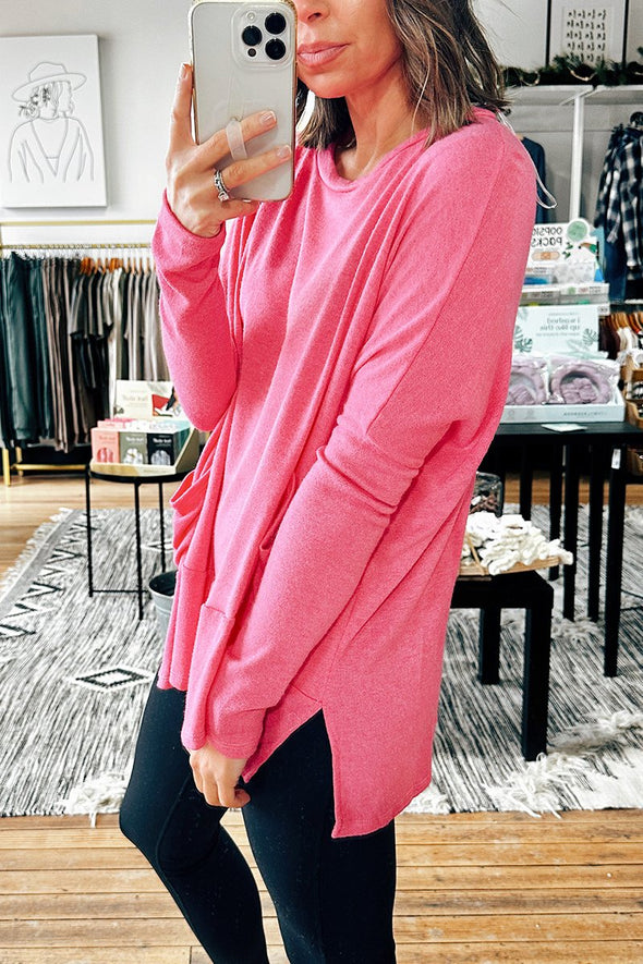 Women's Casual Round Neck Solid Color Long Sleeve T-shirt