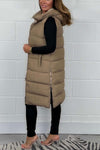 Women's Hooded Longline Puffer Gilet Body Warmer