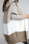 Women's Casual Contrast Color Hooded Sweater Cardigan