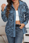 Women's Fashion Leopard Print Button Long Sleeve Jacket