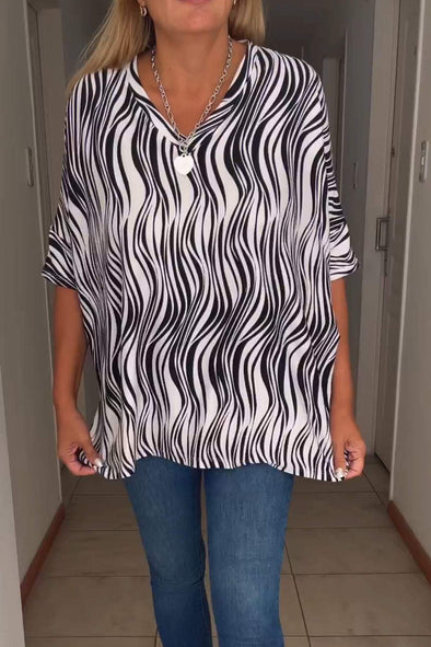 Zebra Print V-neck T-shirt