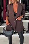 Women's Spring/fall Solid Color Lapel Suit Jacket