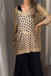 Women's Fashion Casual V-Neck Hollow Knit Blouse