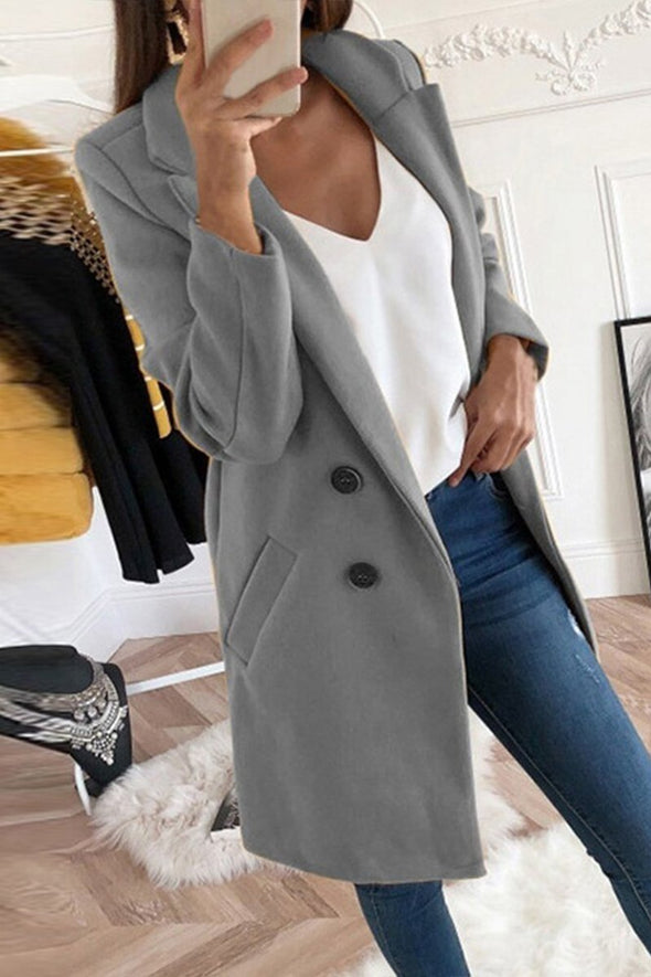 Women's Fashion Solid Color Suit Collar Slim Fit Women's Windbreaker Jacket