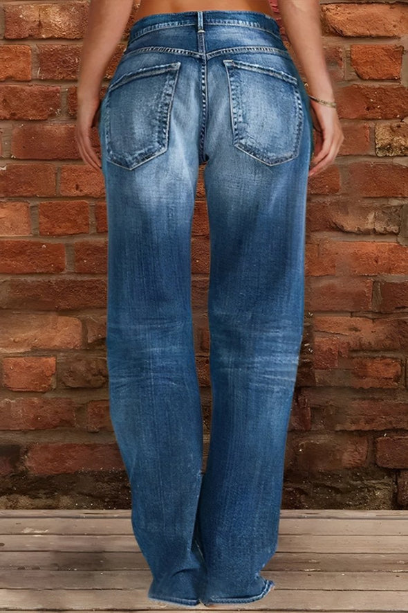 Women's Casual Multicolor Straight Jeans