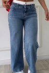 Women's Casual Double Waist Denim Wide Leg Pants