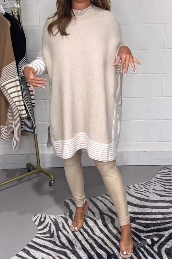 Women's Round Neck Long Sleeve Patchwork Sweater Two Piece Set Fashion Trends