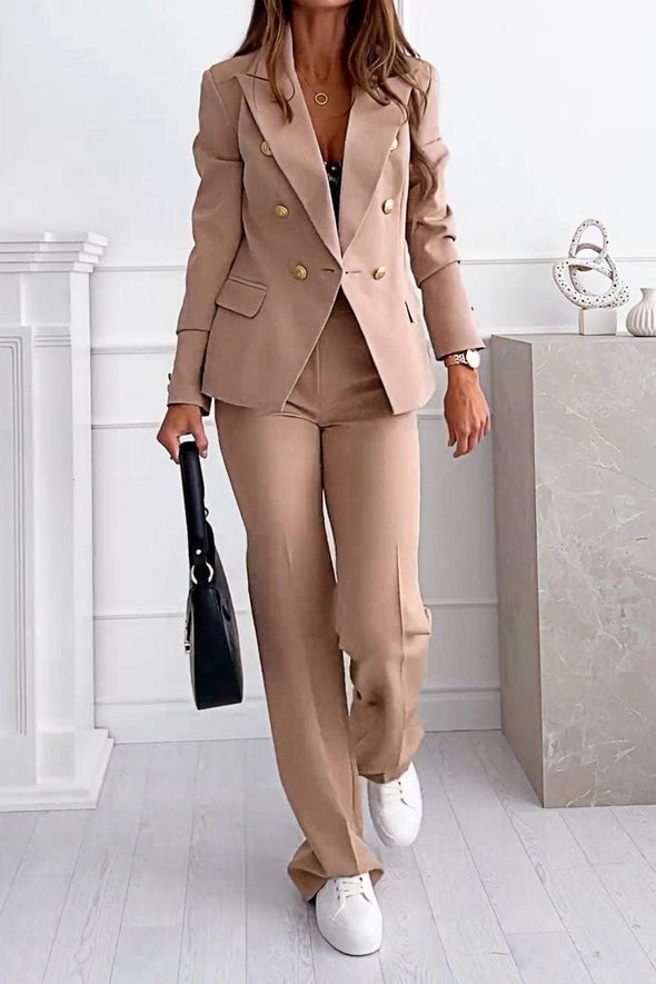 Women's Solid Color Button Fashion Casual Suit