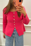 Women's Round Neck Single Breasted Knitted Cardigan