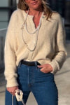 Women's Elegant Solid Color Knitted Plush Cardigan