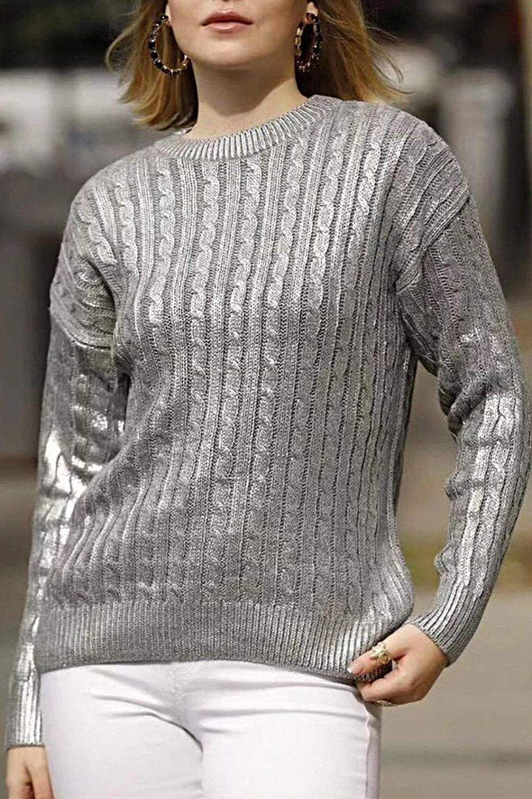 Bronzed Crew Neck Sweater Top