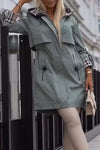 Women's Hooded Long-sleeved Patchwork Trench Coats