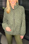 Women's Casual Round-neck Zip-up Woolen Jacket