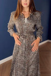 Women's leopard print long shirt and pants suit