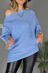 Women's casual elegant slanted shoulder pullover sweater