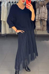 Women's Round Neck Long Sleeve Sweater Skirt Two Piece Suit