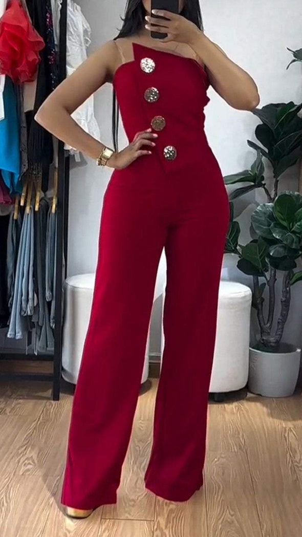 Women's Tube Top Button Slim Fit Suit