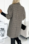 Women's Houndstooth Sleeves Knitted Patchwork Lapel Jacket