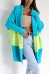 Women's Casual Contrast Color Hooded Sweater Cardigan