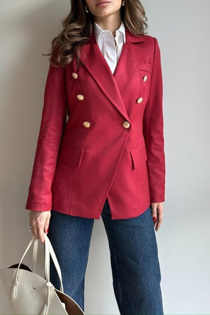 Women's Fashion Solid Color Lapel Asymmetric Placket Suit Jacket