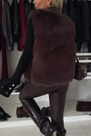 Women's Faux Fur Patchwork Leather Casual Vest Coat