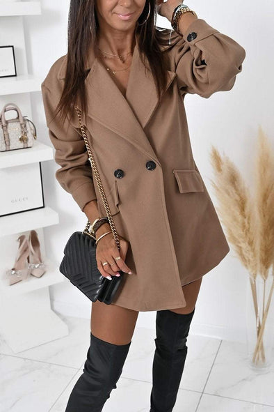 Women's Casual Lapel Solid Color Coat