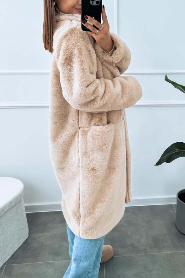 Women's casual loose plush coat