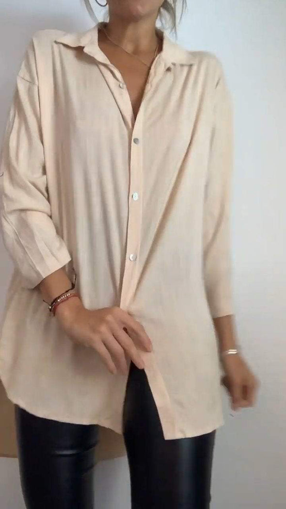 Women's Lapel Solid Color Casual Shirt