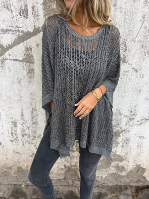 Women's Round Neck Hollow Knitted Sweater