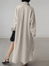 Women's Solid Color Long Sleeve Cardigan Irregular Split Dress