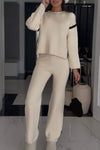 Women's Round Neck Long Sleeve Knitted Casual Suit