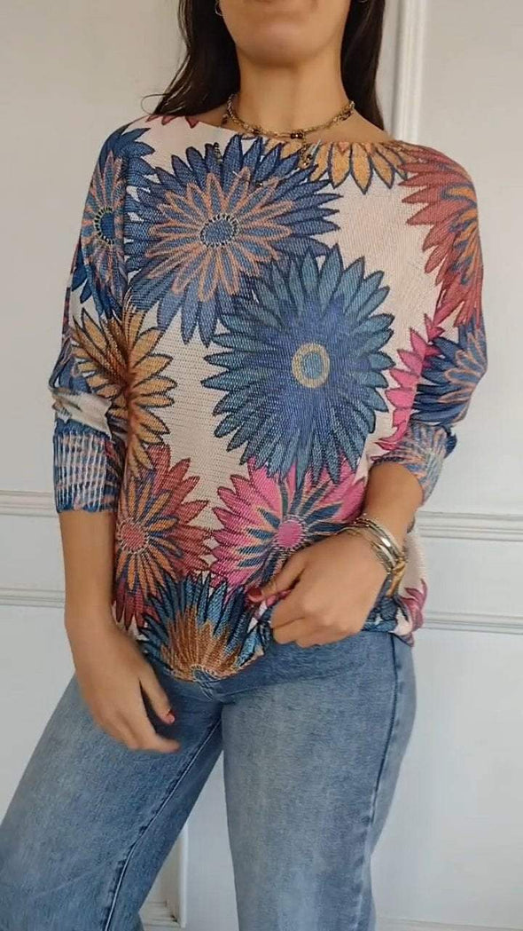 Women's Round Neck Printed Casual Top