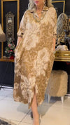 Women's Lapel Sleeve Printed Casual Dress